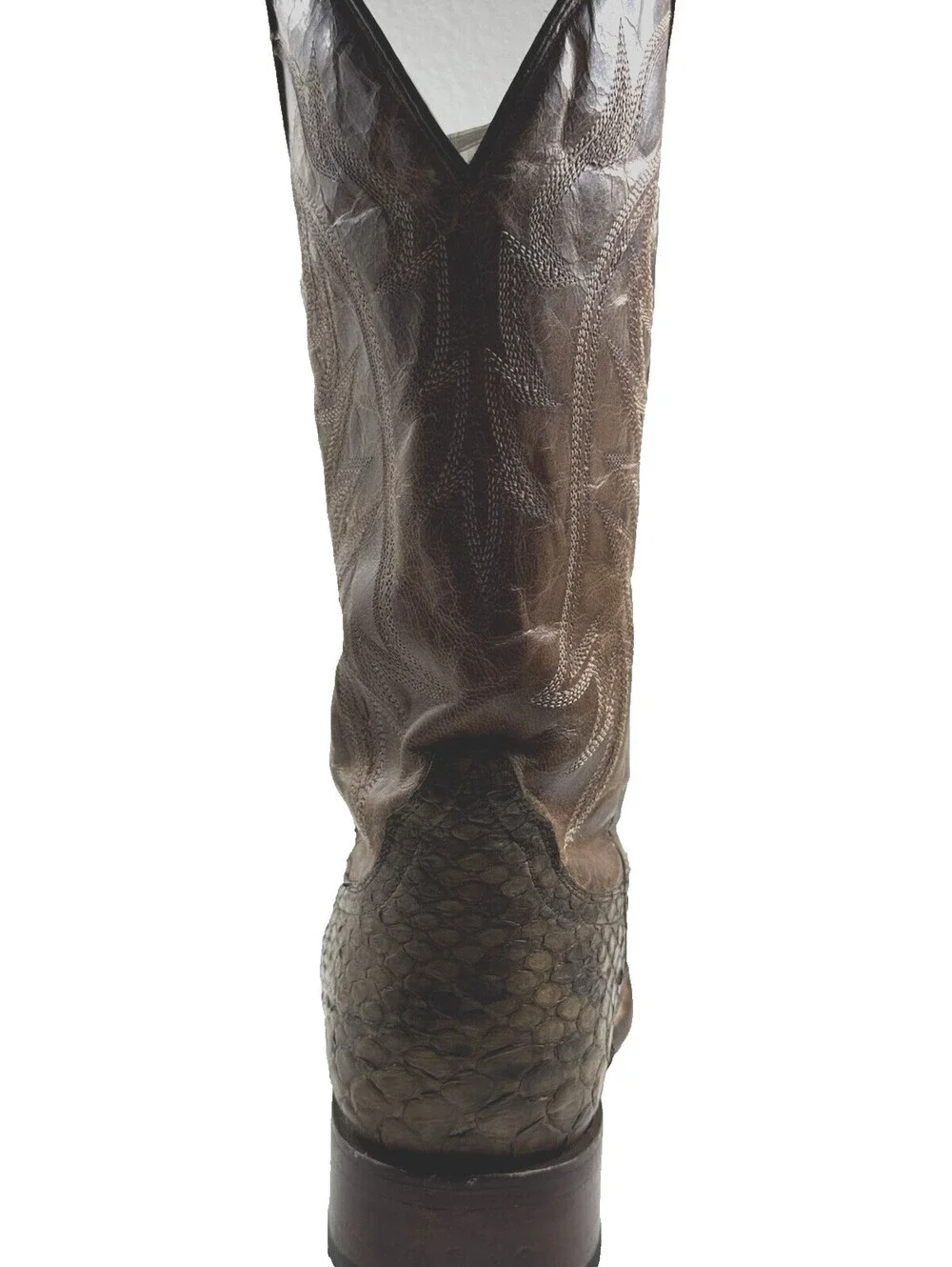 Stetson Men’s Western Cowboy Boots 8.5 Exotic Python Leather Brown Pre Owned